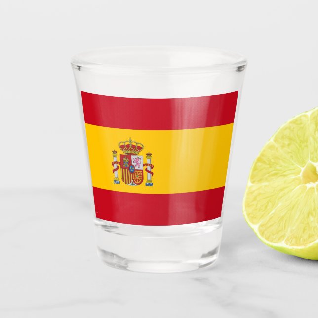 Copo De Shot Vidro disparado patriótico com bandeira de Espanha (Frente)