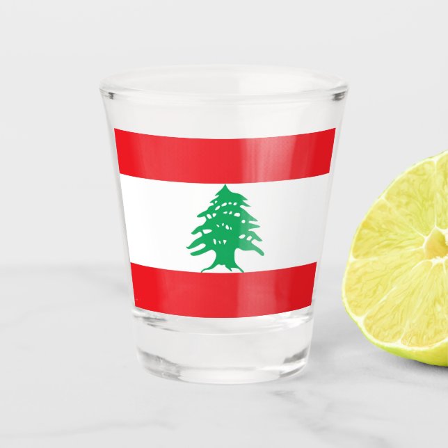 Copo De Shot Vidro disparado patriótico com bandeira do Líbano (Frente)