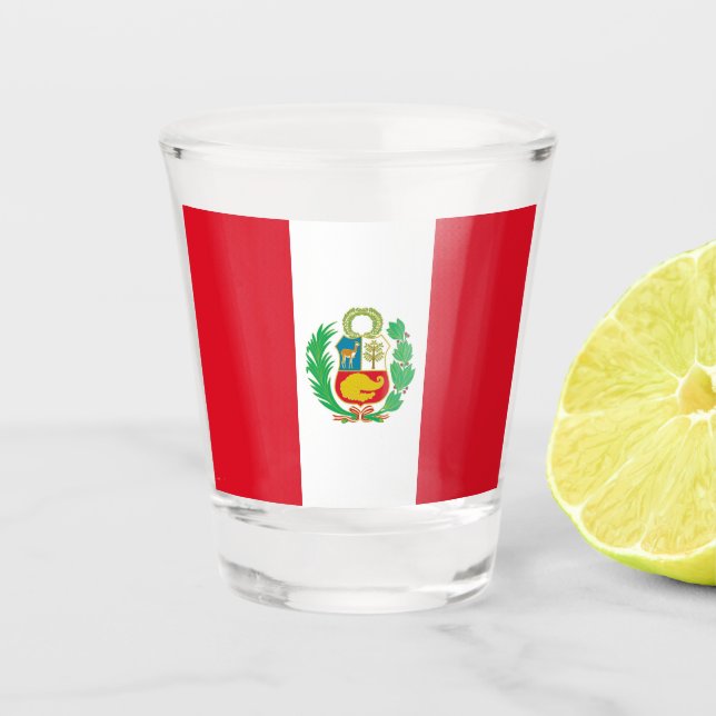 Copo De Shot Vidro disparado patriótico com bandeira do Peru (Frente)