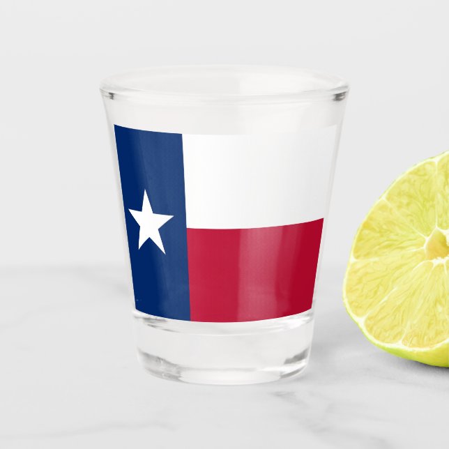 Copo De Shot Vidro disparado patriótico com bandeira do Texas (Frente)