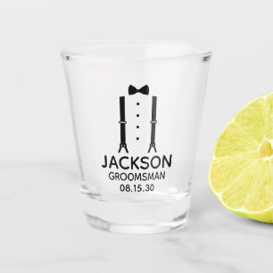 Copo De Shot Vidro do padrinho de casamento Black Tie