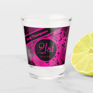 Copo De Shot Vidro-Fogo de Tinta Rosa aniversário de 21 anos