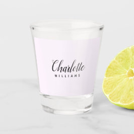 Copo De Shot Vidro-Foto do Monograma Rosa Pastoso - Design Pers