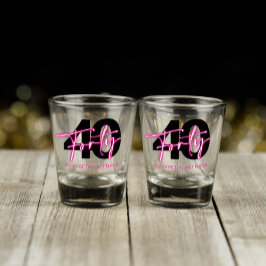 Copo De Shot Vidro Negra Rosa 41 aniversário de 40 anos