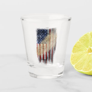 Copo De Shot Vidro Patriótico Vintage Bandeira Americana