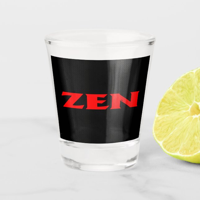 Copo De Shot Vidro preto vermelho Zen (Frente)