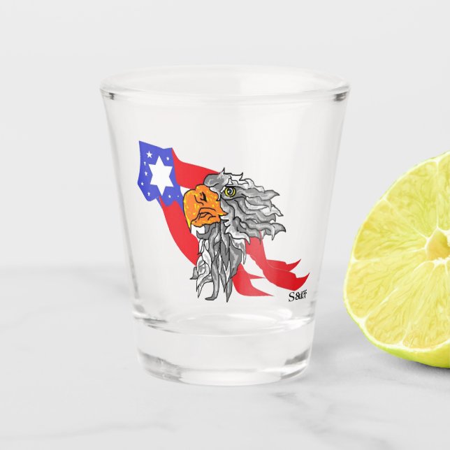 Copo De Shot Vidro quente: águia-baleeira americana (Frente)