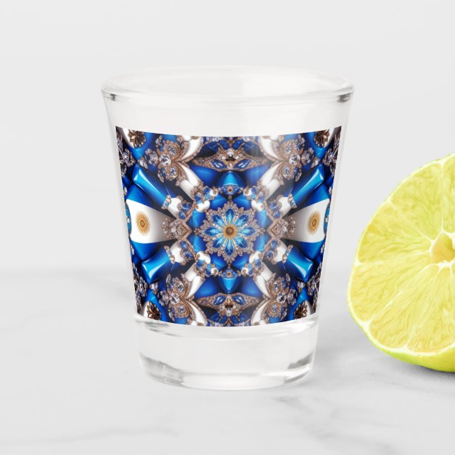 Copo De Shot Vidro quente com cores argentinas (Frente)