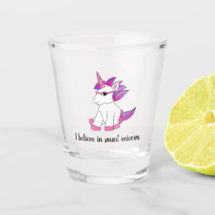 Copo De Shot Vidro quente com um unicórnio fofo com óculos co