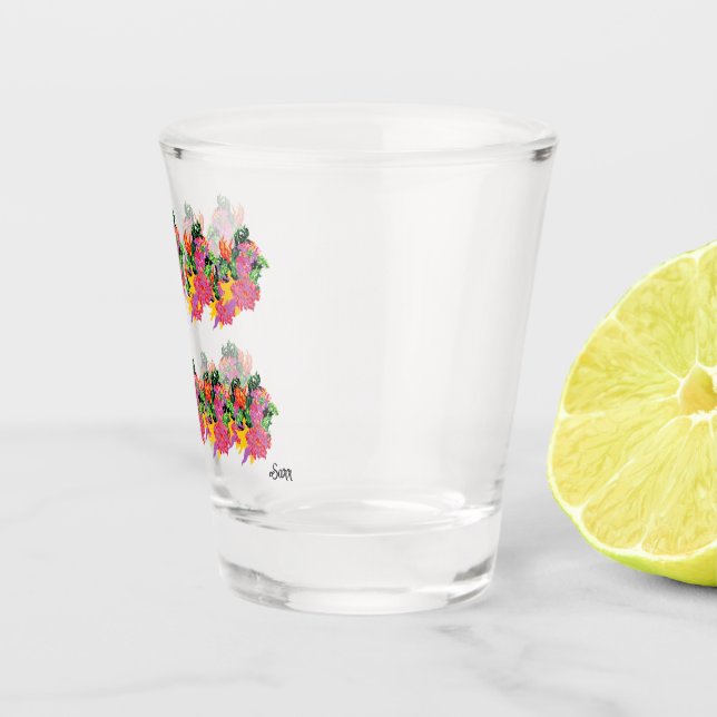 Copo De Shot Vidro quente: Flores tropicais (Direita)