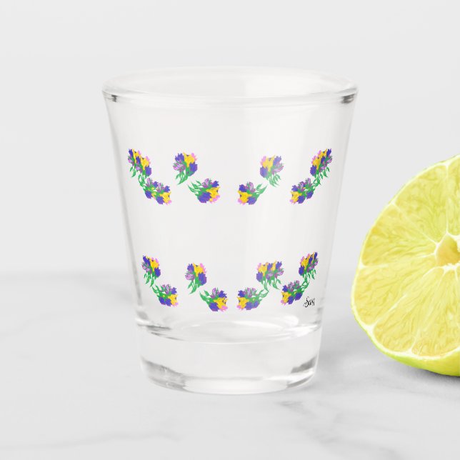 Copo De Shot Vidro quente: Tulipas de Primavera (Frente)