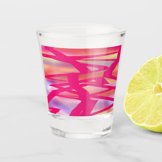 Copo De Shot Vidro rosa quente (Frente)