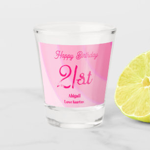 Copo De Shot Vidro Shot Pink PersonalizadoSwirls 21 ruas