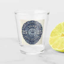 Vintage 25c Beer Revenue Stamp Shot Glass