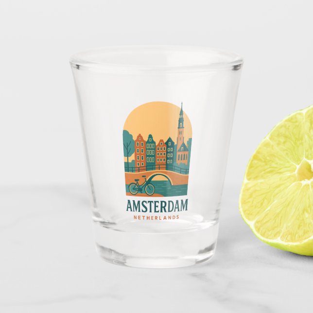Copo de Shot Vintage Amsterdam Holanda – Retro (Frente)
