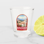 Copo De Shot Vintage de Viagem de Espanha de Granada<br><div class="desc">Granada retro vetor viagem design. Granada é uma cidade na região Andaluzia,  do sul da Espanha,  nos sopés das montanhas de Sierra Nevada.</div>