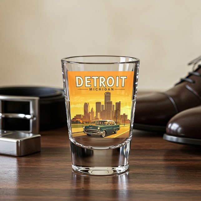 Copo De Shot Vintage Detroit Michigan (Criador carregado)