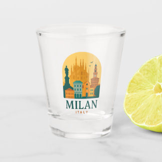 Copo De Shot Vintage Milan Italy Duomo Shot Glass Retro Travel