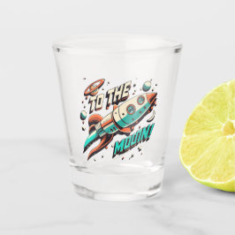 Copo De Shot Vintage to the Moon Rocket ship