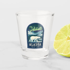 Copo De Shot Vintage Travel Alaska Northern Lights Polar Bear