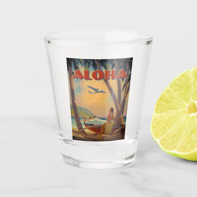 Copo De Shot Vintage Tropical Hawaii Aloha (Frente)