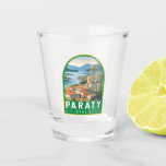Copo De Shot Vintage Viagem de Arte do Brasil Paraty<br><div class="desc">Design de viagem de vetor retrô parcial. Paraty é uma pequena cidade apoiada por montanhas na Costa Verde,  do Brasil,  entre o Rio de Janeiro e São Paulo.</div>