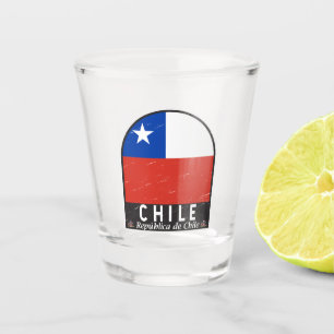 Copo De Shot Vintagem com desgaste do emblema do Chile