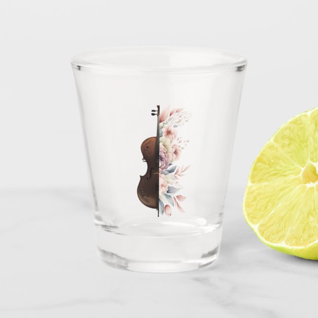 Copo De Shot Violino com flores. (Frente)