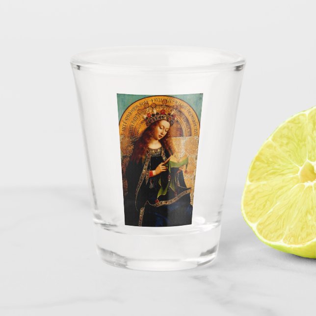 Copo De Shot Virgem Maria por Jan van Eyck (Frente)