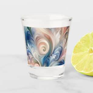 Copo De Shot Watercolor Fantasy Floral Pastel Blue & Cream