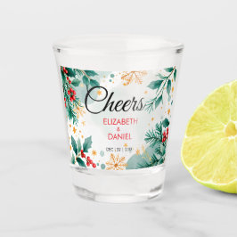 Copo De Shot Watercolor Holly Wedly Christmas Shot Glass