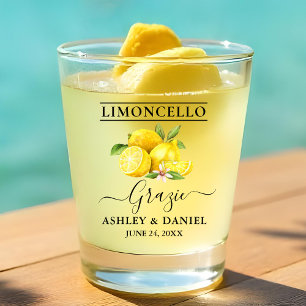 Copo De Shot Watercolor Lemons Limoncello Wedding Grazie