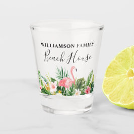 Copo De Shot Watercolor Tropical Floral Family Name Beach House