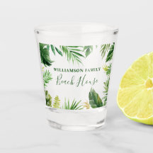 Watercolor Tropical Greenery Family Beach House