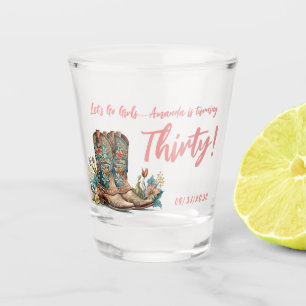Copo De Shot Western Boots Floral Sexto Aniversário