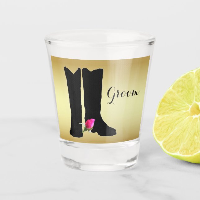 Copo De Shot Western Wedboy Boots Rosa Rosa Dourado Groenlândia (Frente)