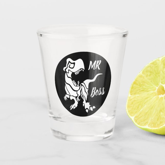 Copo De Shot White Trex, o Chefe Dino (Frente)