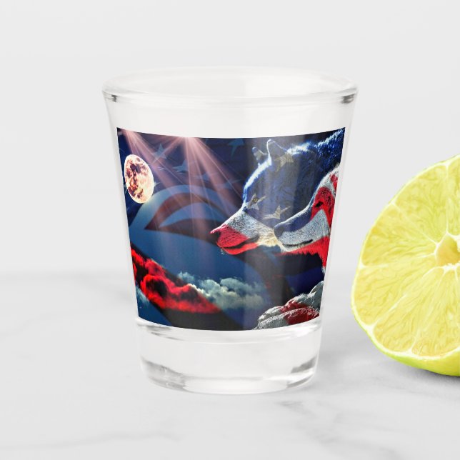 Copo De Shot Wolf Wolves Full Moon (Frente)