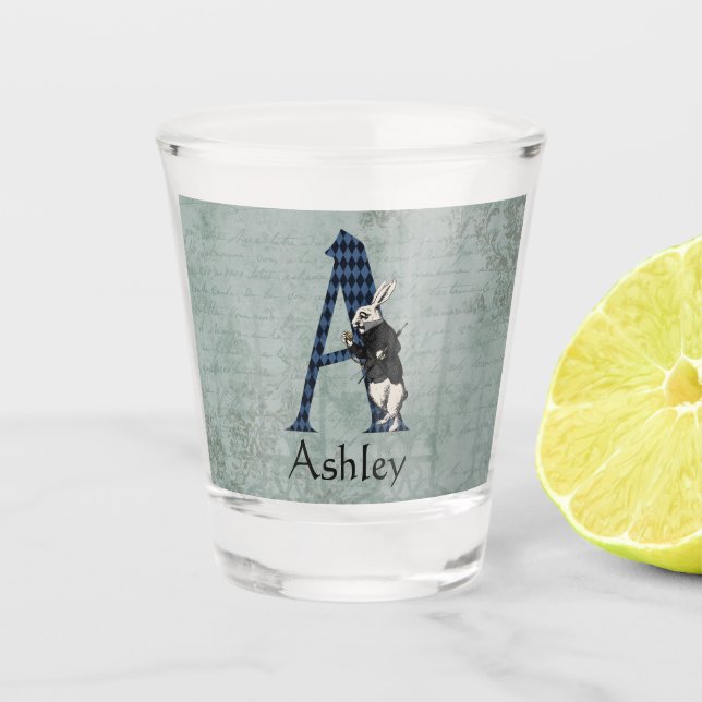 Copo De Shot Wonderland White Rabbit - Letra A (Frente)
