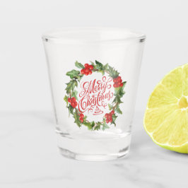 Copo De Shot Wreath Verde de Natal Holly Ivy Typografia