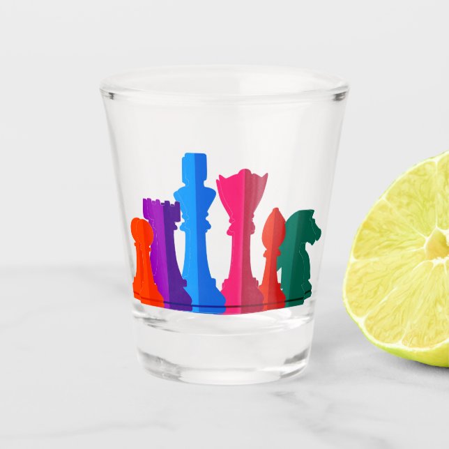 Copo De Shot Xadrez de Vidro Shot (Frente)