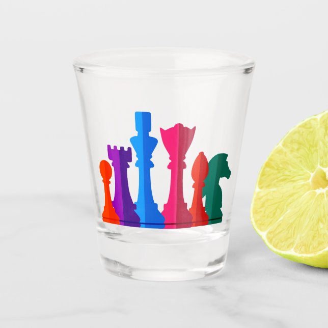 Copo De Shot Xadrez de Vidro Shot (Frente)