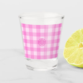 Copo De Shot Xadrez Rosa com Concha do Mar