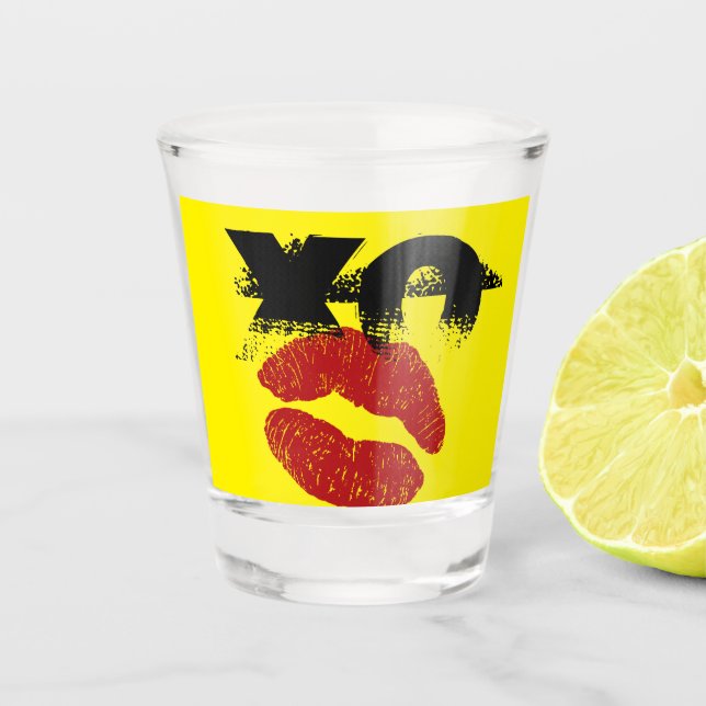 Copo de Shot XO XO beije-me retrô / Festa Divertid (Frente)
