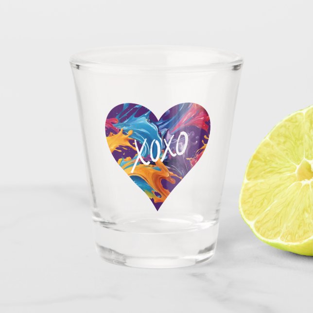 Copo De Shot XOXO Cardíaco Colorido (Frente)