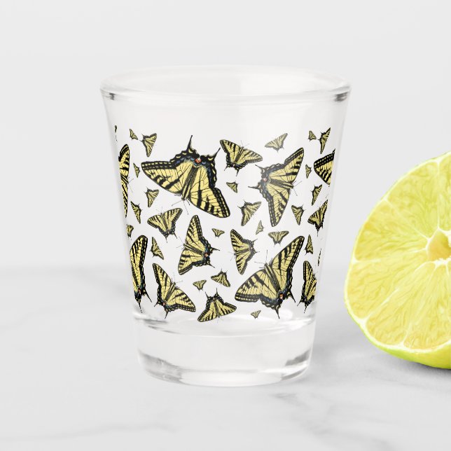 Copo De Shot Yellow Swallowtail Butterflies Customizeable (Frente)