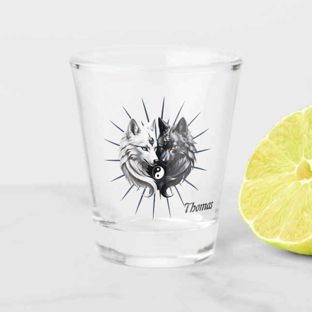 Copo De Shot Yin Yang Wolves. (Frente)