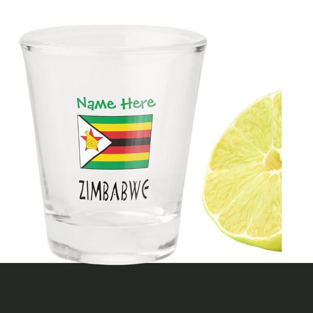 Copo De Shot Zimbábue Personalização Verde da Bandeira do Zimbá (Criador carregado)