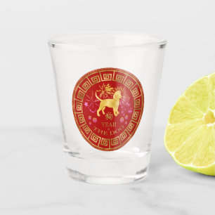 Copo De Shot Zodiac Dog Red/Dourado ID542 chinês