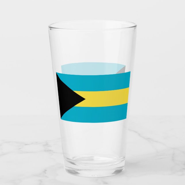 Copo de vidro Patriótico com bandeira das Bahamas (Frente)